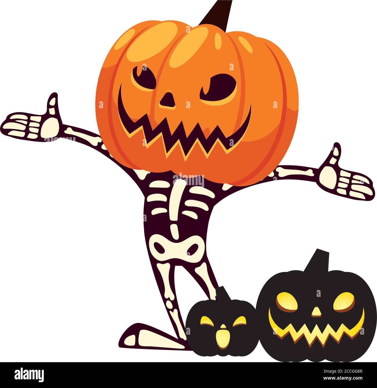 Halloween calavera con diseño de máscara de calabaza, vacaciones y tema de  miedo ilustración vectorial Imagen Vector de stock - Alamy