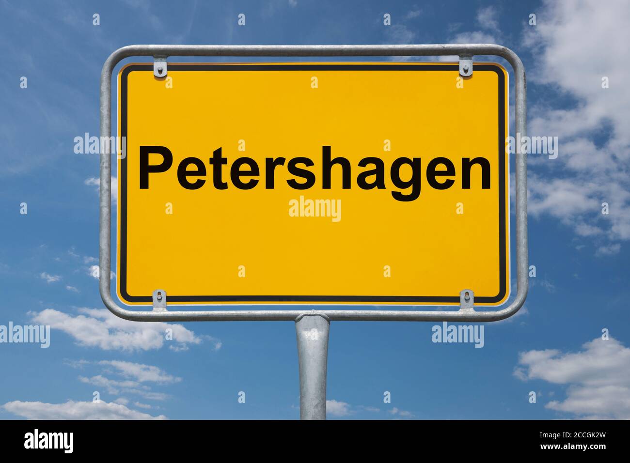 Ortstafel Petershagen, Nordrhein-Westfalen, Deutschland | Nombre del lugar signo Petershagen, Renania del Norte-Westfalia, Alemania, Europa Foto de stock