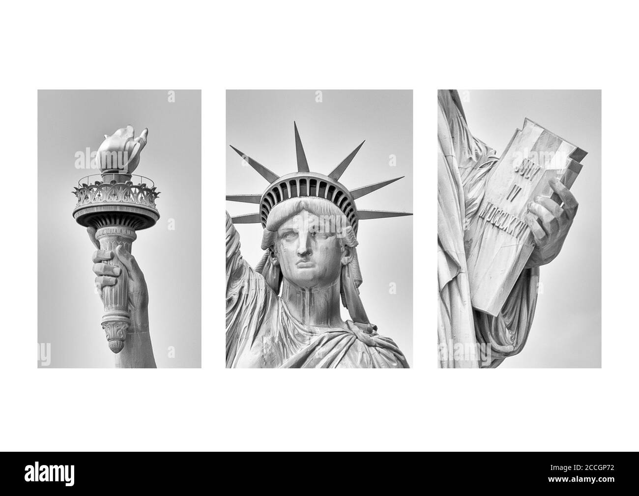 La Estatua de la Libertad Closeup Triptych estilo Bellas Artes Foto de stock