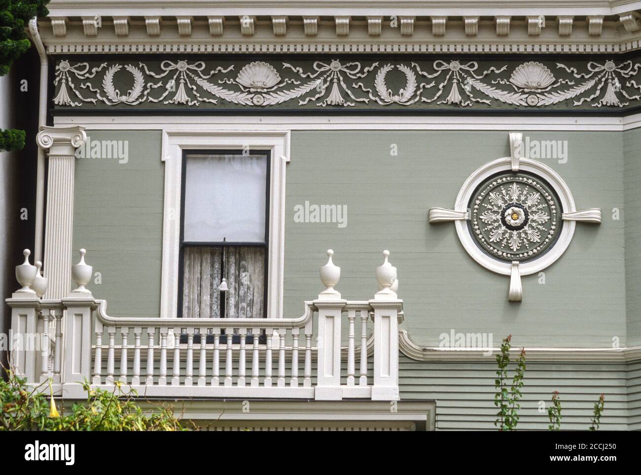 San Francisco, California, Estados Unidos. Pacific Heights, Queen Anne decoración de estilo arquitectónico. Foto de stock