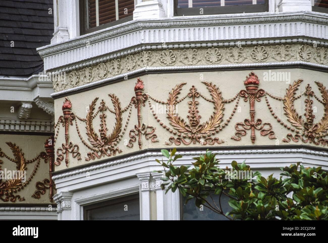 San Francisco, California, Estados Unidos. Pacific Heights, Queen Anne decoración de estilo arquitectónico. Foto de stock