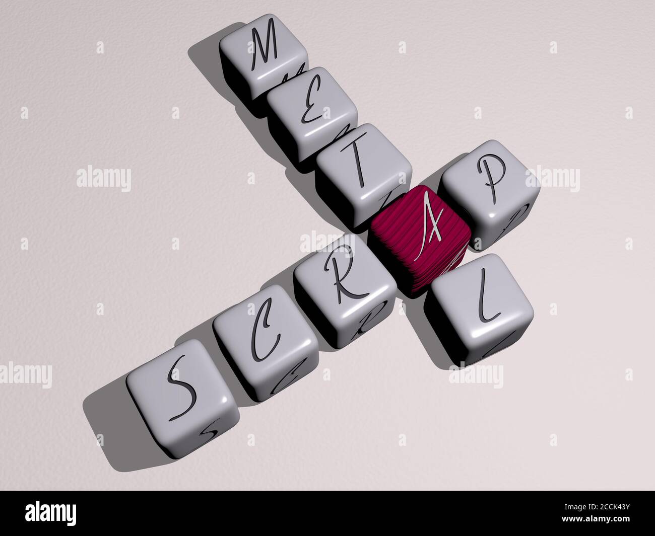 Scrap metal crucigrama con letras cúbicas de dados, ilustración 3D  Fotografía de stock - Alamy