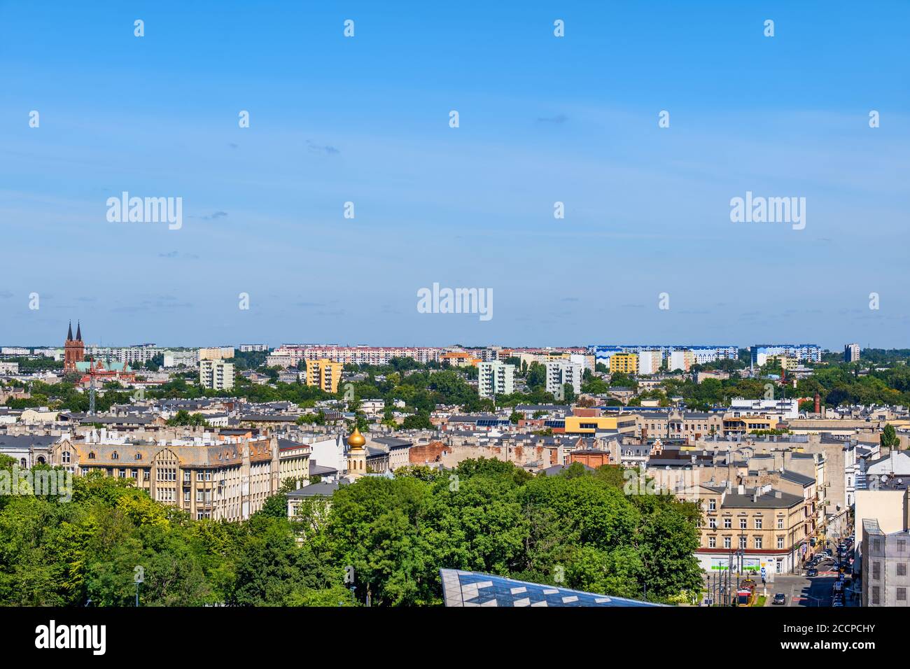 Ciudad de Lodz en Polonia, vista aérea paisaje urbano. Foto de stock