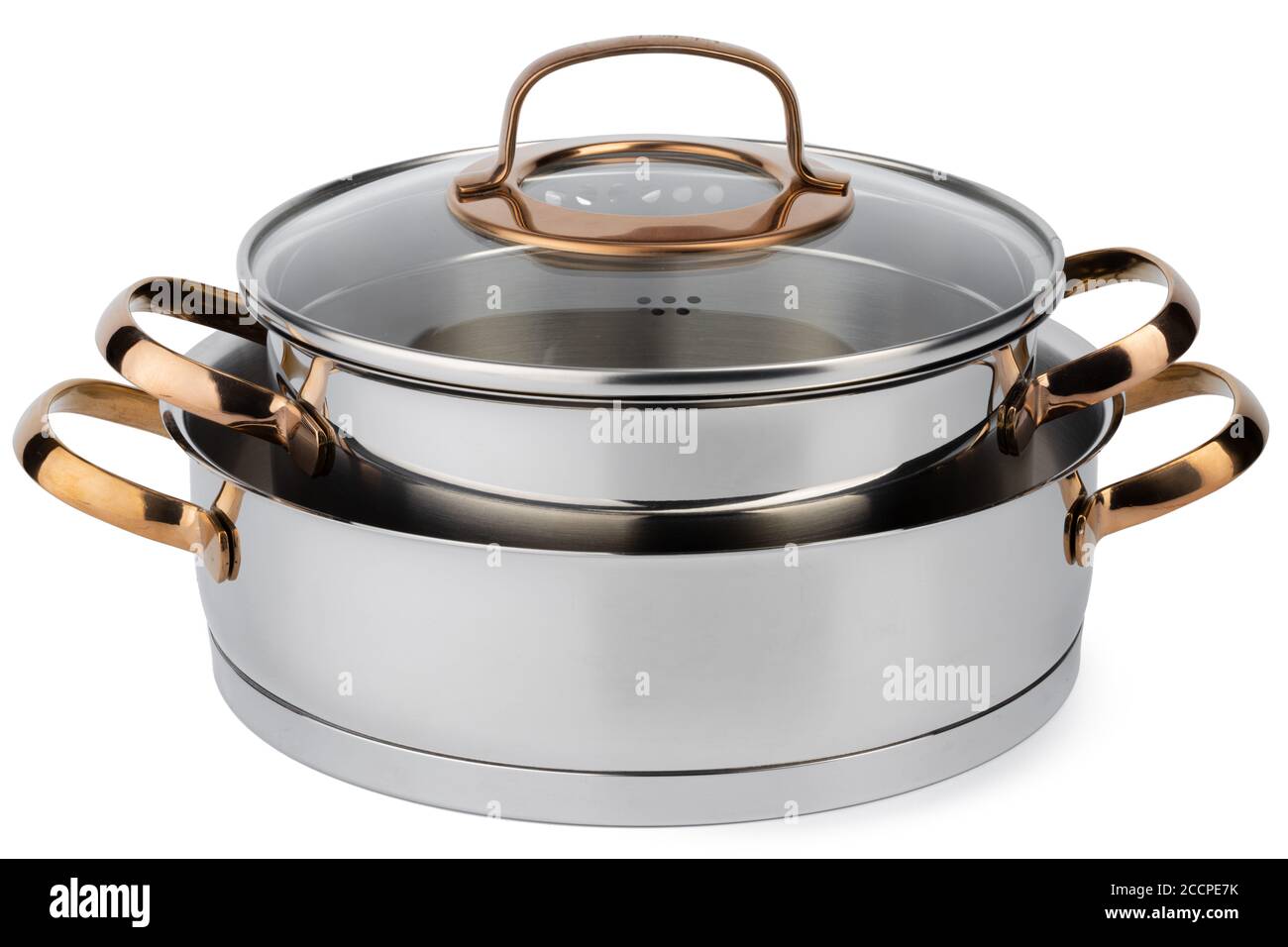 Metal Saucepans Fotos e Imágenes de stock Alamy Tres ollas o cacerolas de metal limpias vacías vistas desde