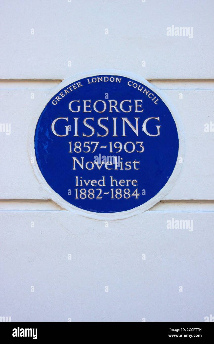 George Gissing, novelista, placa azul, Chelsea, Londres Foto de stock