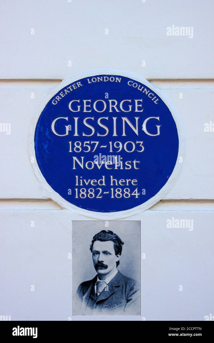 George Gissing, novelista, placa azul, Chelsea, Londres Foto de stock