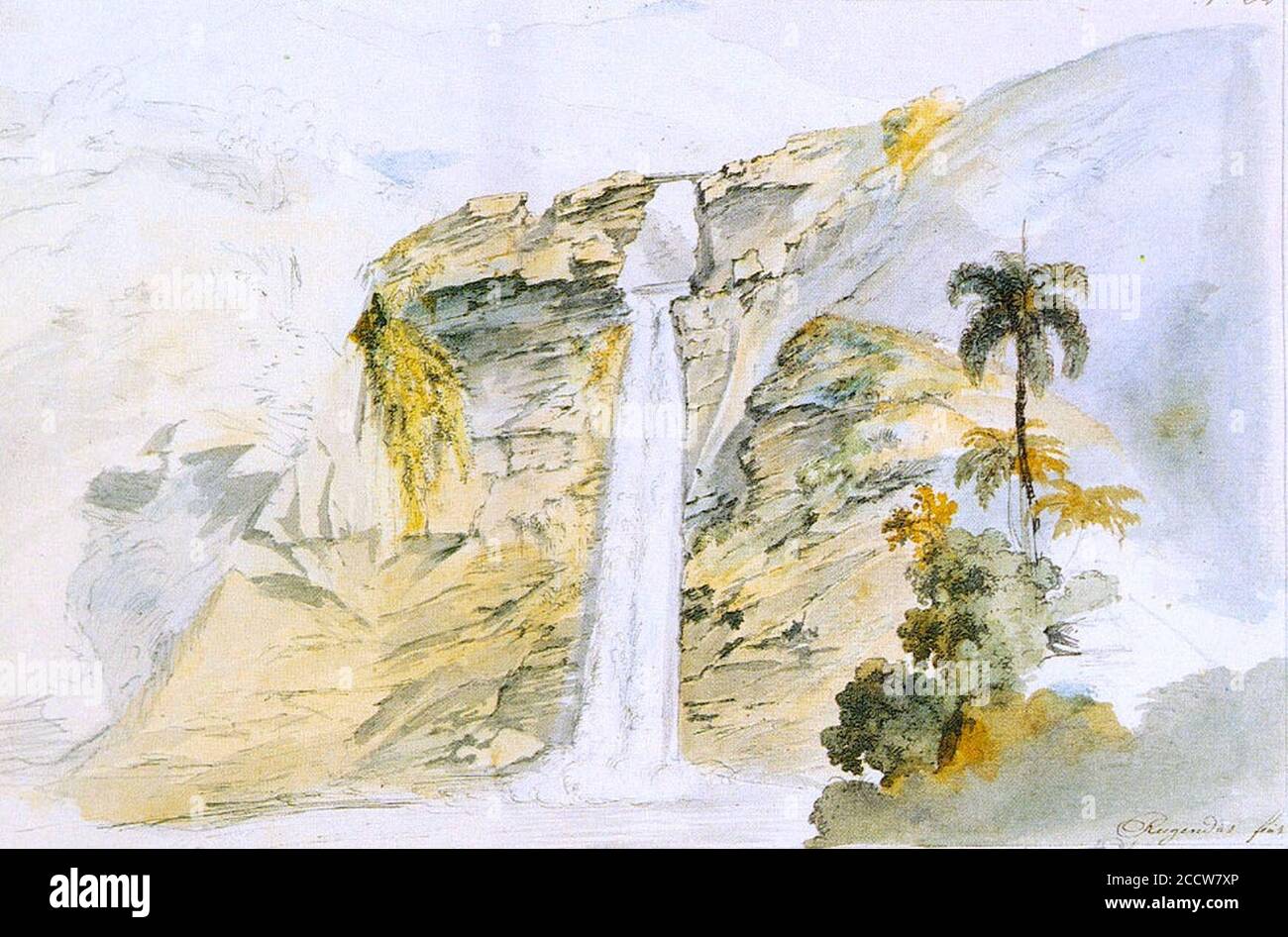 Johann Moritz Rugendas - Cachoeira de Ouro Preto. Foto de stock