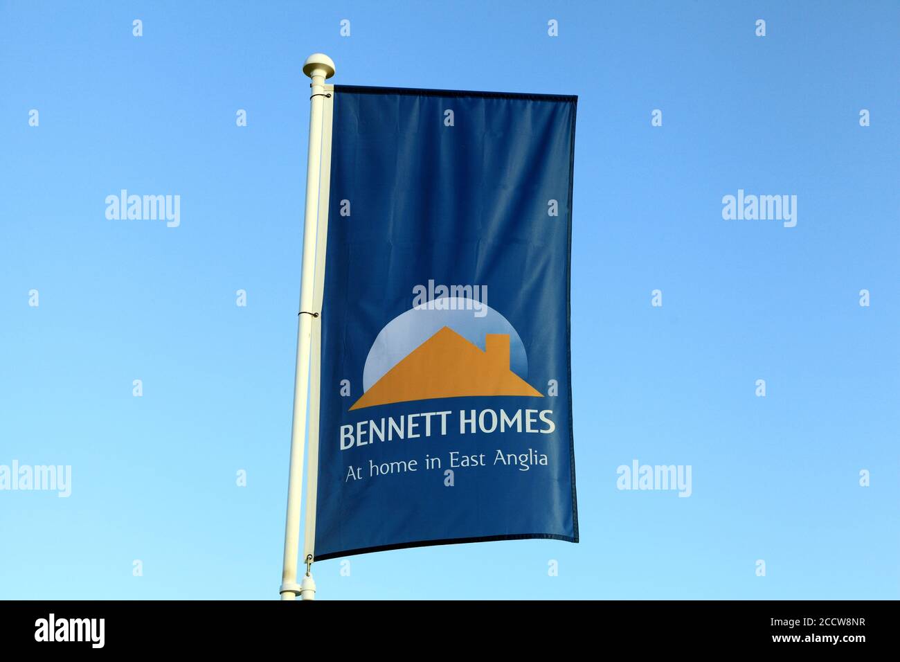 Bennett Homes, constructores de casas, banner, bandera, Norfolk, Inglaterra, Reino Unido Foto de stock