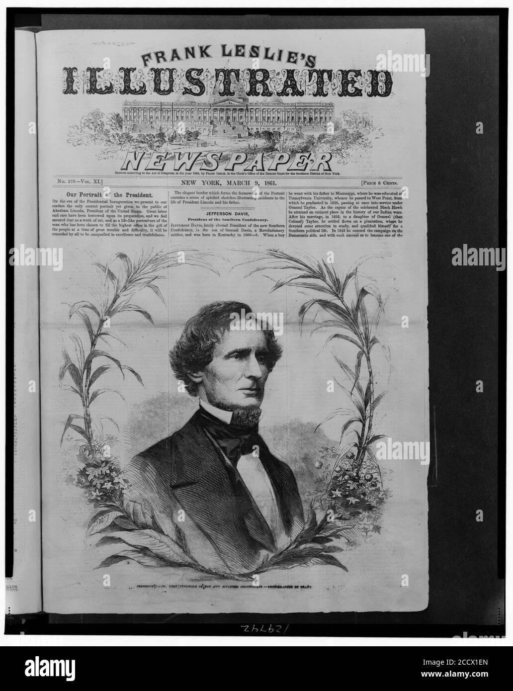 Jefferson Davis, primer presidente de la nueva Confederación del Sur Foto de stock