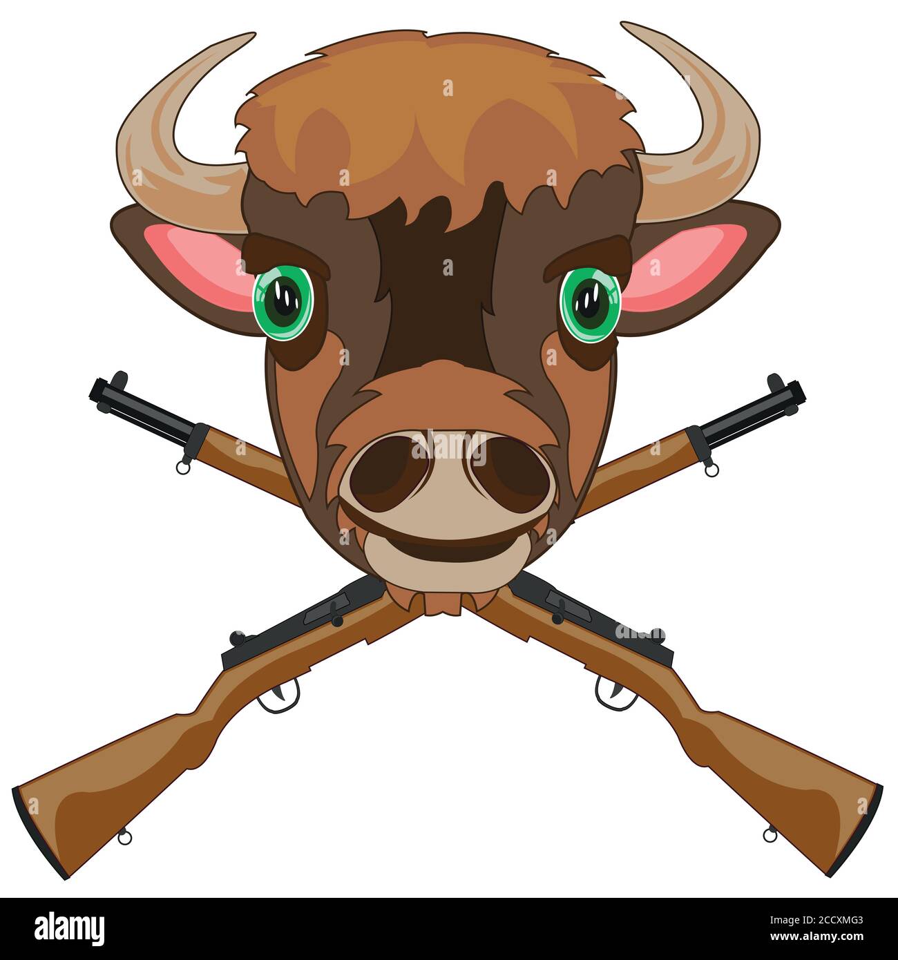 Símbolo del bisonte y arma de la cazar Ilustración del Vector