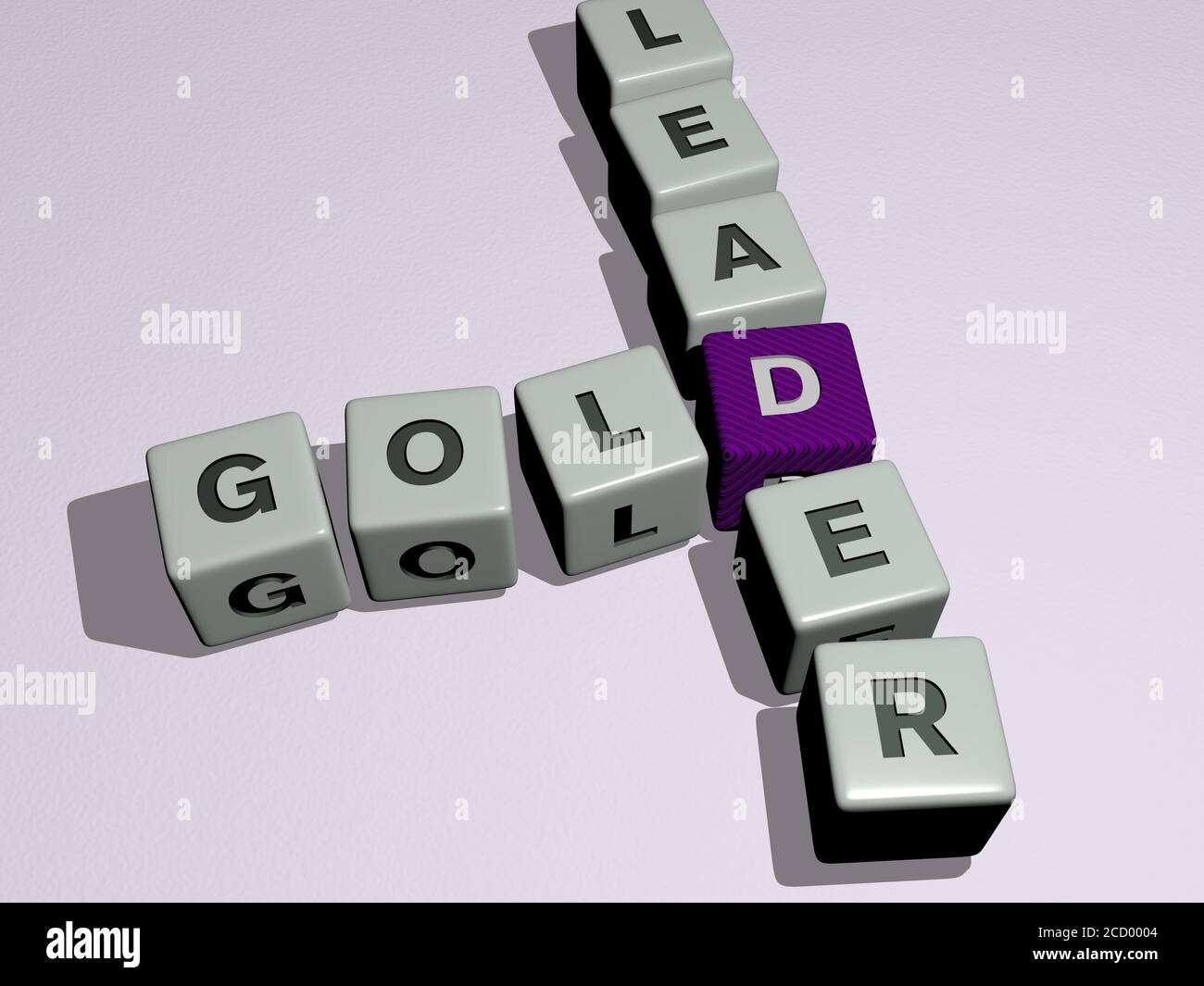 Líder de oro crucigrama con letras cúbicas de dados, ilustración 3D  Fotografía de stock - Alamy