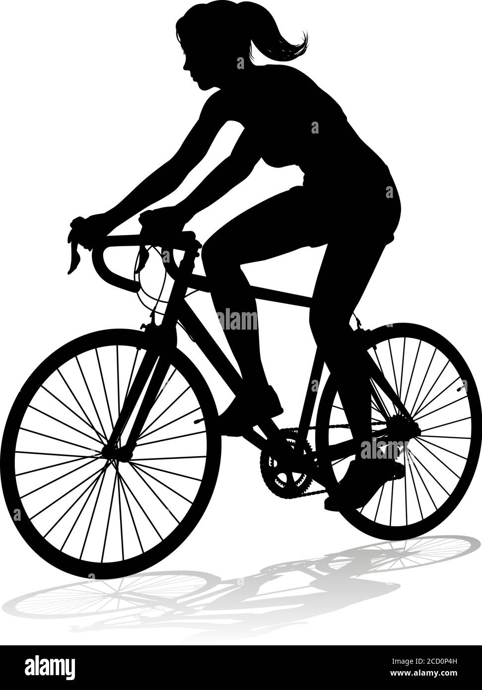 Mujer bicicleta bicicleta Equitación ciclista Silueta Imagen Vector de  stock - Alamy