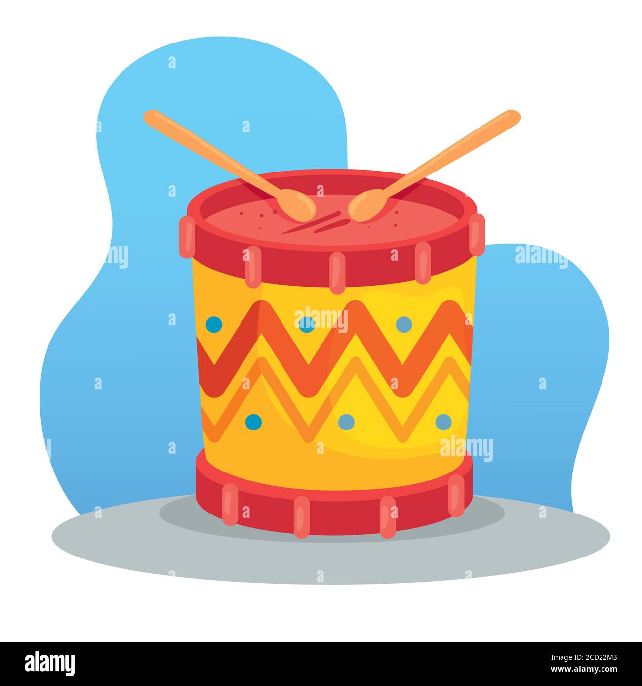 tambor con palos, instrumento musical de juguete infantil Imagen Vector de  stock - Alamy