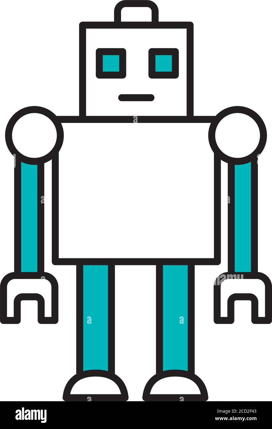 robot cuadrado sobre fondo blanco, estilo de media línea de color,  ilustración vectorial Imagen Vector de stock - Alamy