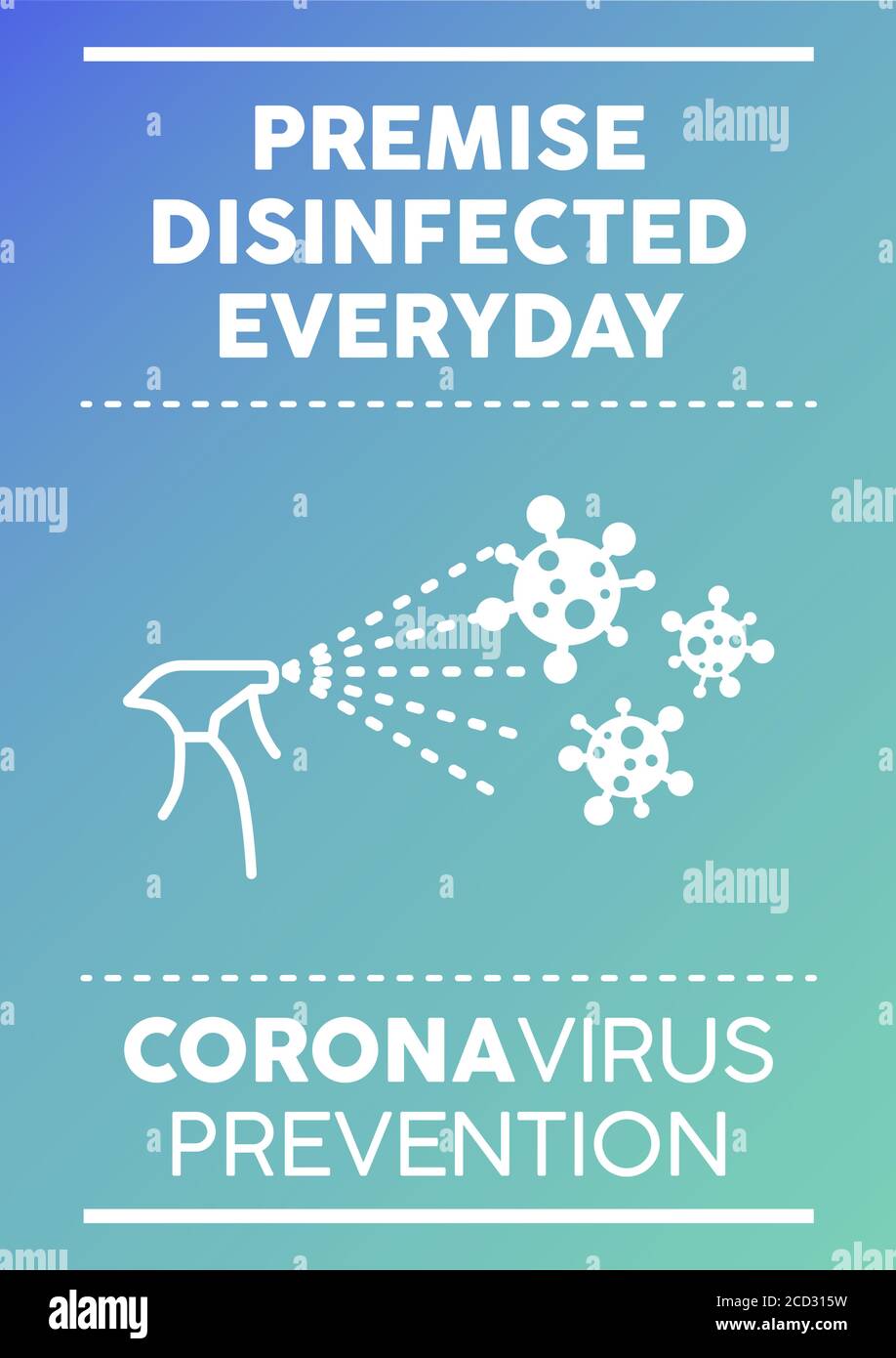 Póster diario de la premisa desinfectada. Prevención del coronavirus. Ilustración del Vector