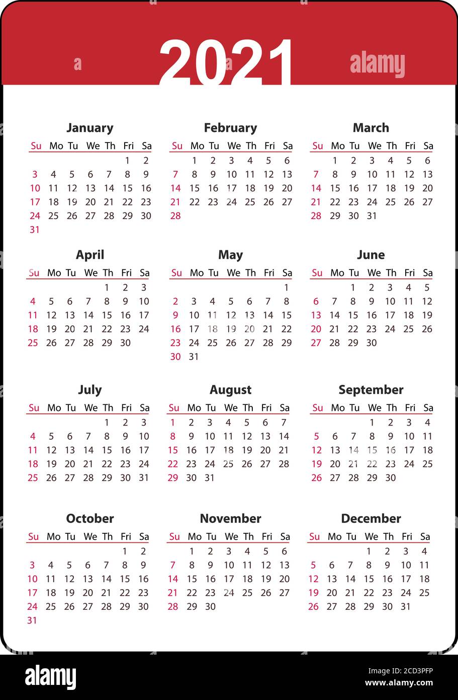 Calendario 2021 Años De Bolsillo Vertical La Semana Comienza El 