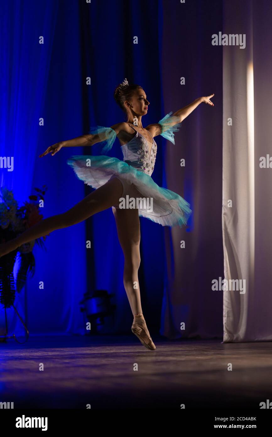 Niña En La Posición De Ballet Pequeña Bailarina En Tutú Azul Lección De  Danza Adorable De La Toma De La Muchacha De La Bailarina Foto de archivo -  Imagen de bailando, ejecutante