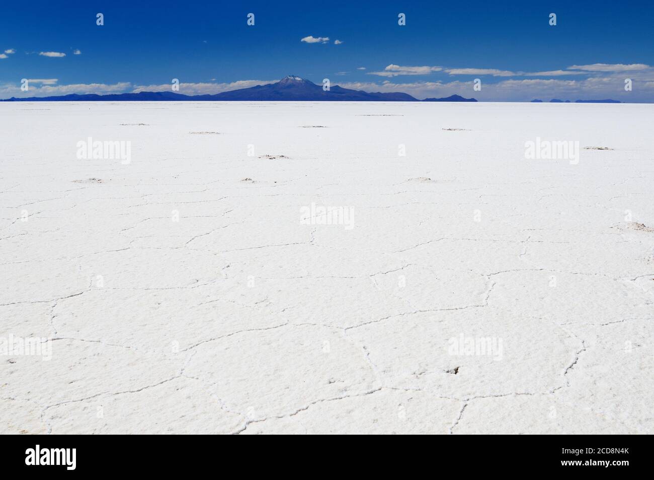 Bolivia - el piso de sal más grande del mundo se encuentra en un alto 3653m y cubre un impresionante 12,106 km2, el paisaje surrealista. La imagen presenta sal Foto de stock