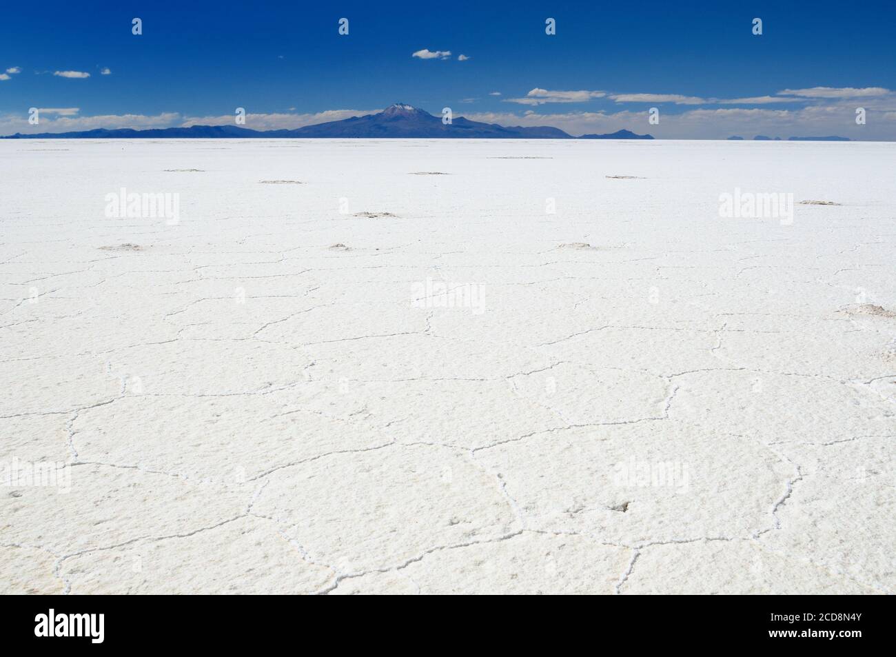 Bolivia - el piso de sal más grande del mundo se encuentra en un alto 3653m y cubre un impresionante 12,106 km2, el paisaje surrealista. La imagen presenta sal Foto de stock