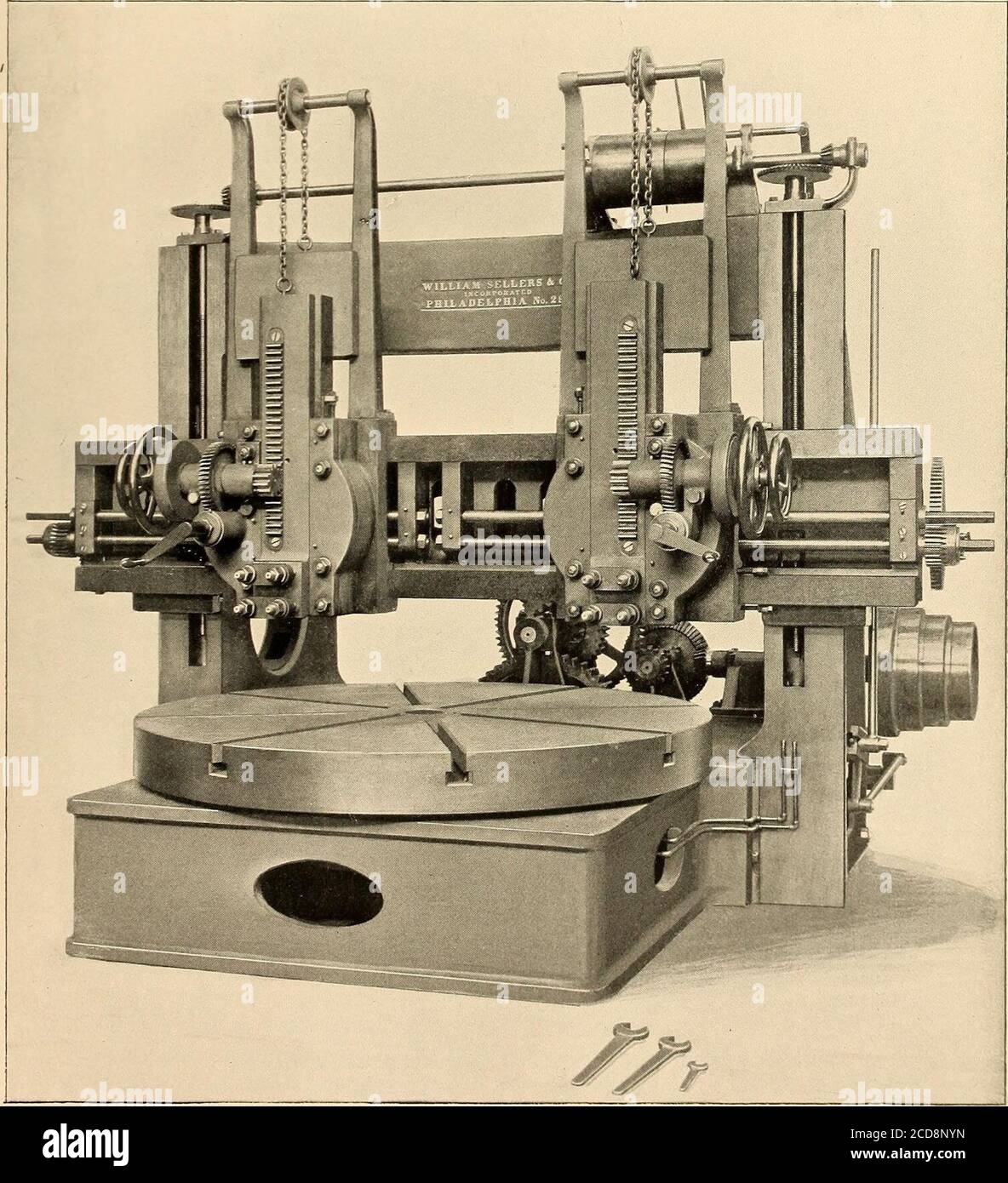 Catálogo ilustrado y descripción general de las máquinas herramientas  mejoradas para el metal de trabajo . MOLINO DE MANDRINADO Y TORNEADO de 6  PIES—para neumáticos de acero para vías férreas.Molino de