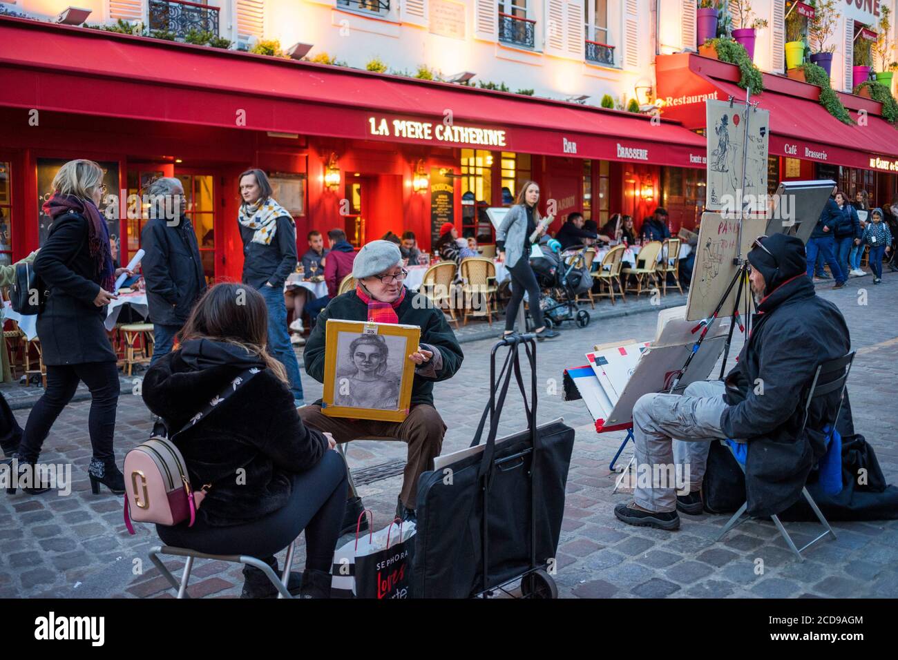 Francia, París, Montmartre, retrato en la Place du Tertre Foto de stock