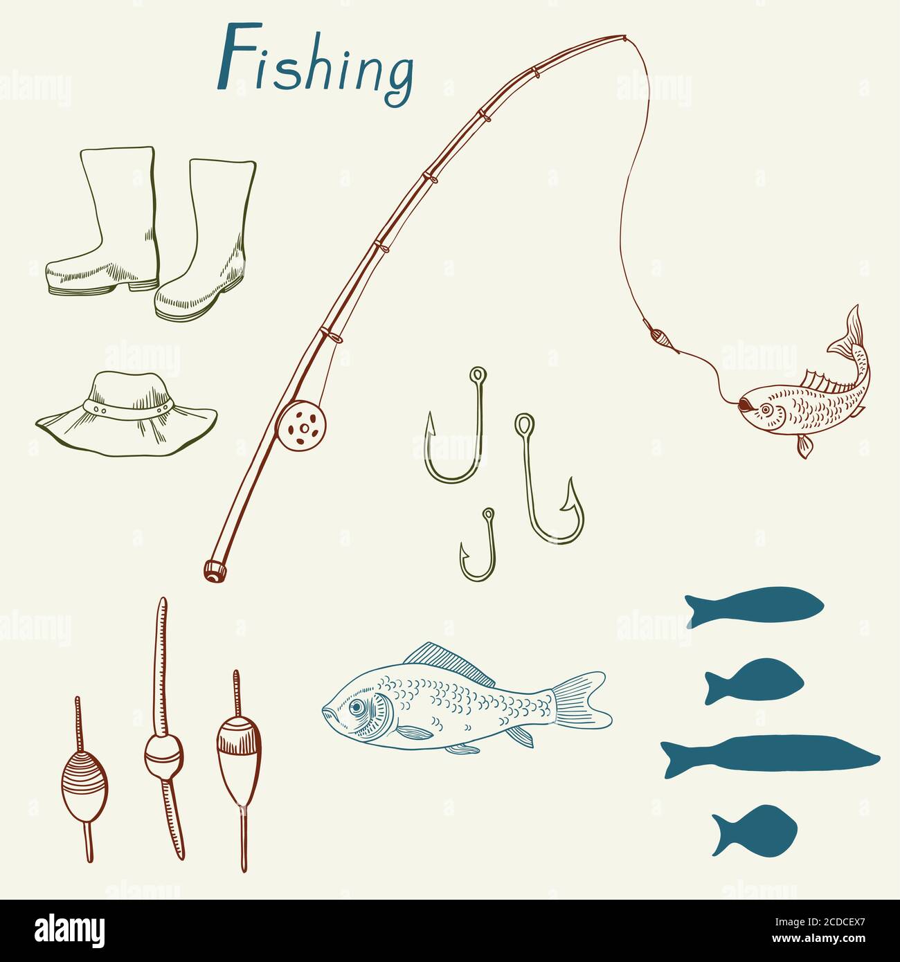 Equipos de pesca Imágenes vectoriales de stock - Alamy