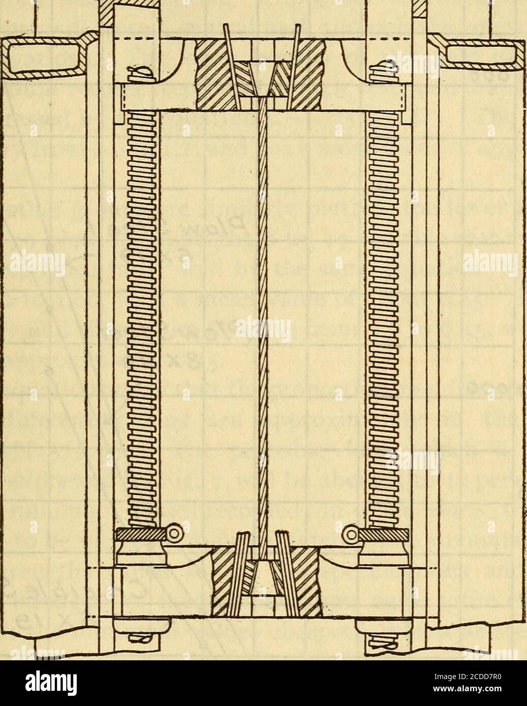 Resistencia y otras propiedades de la cuerda de alambre. . Fig. 5.—aparato  de alineación pruebas de cargas de cable cuerda 21. La velocidad se redujo  un poco después de las primeras