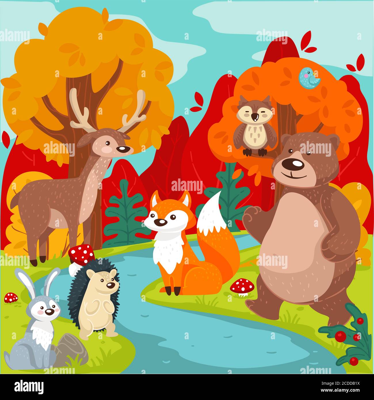 Animales forestales, flora y fauna silvestres en la naturaleza Imagen  Vector de stock - Alamy