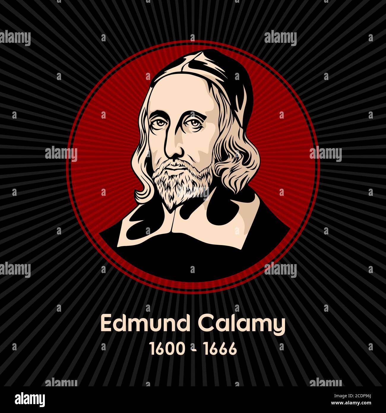 Edmund Calamy (1600 - 1666) fue un líder de la iglesia Presbiteriana inglesa y divino. Ilustración del Vector