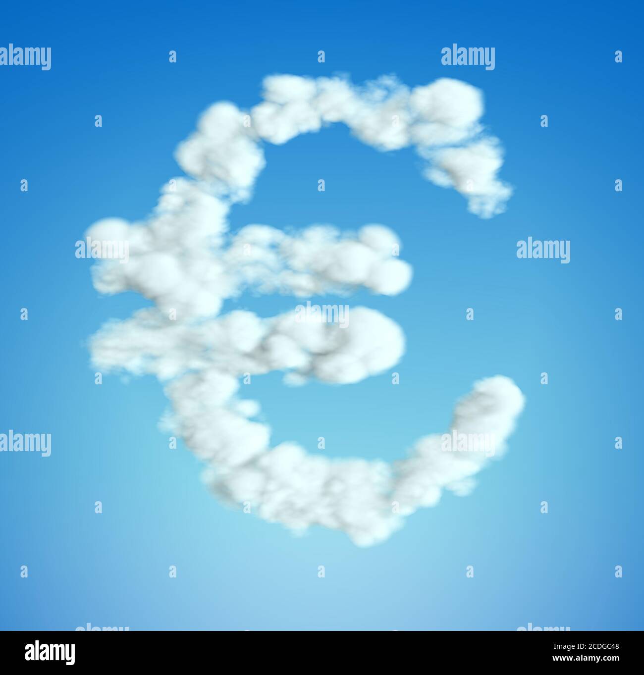 Forma del símbolo de moneda del euro en la nube Foto de stock