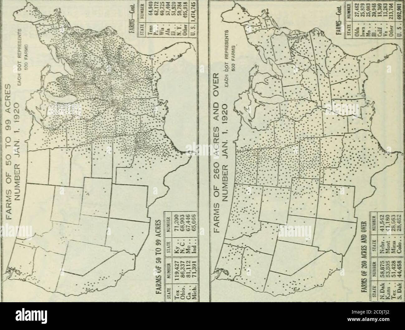 Anuario agricultura . Fig. 97.—este mapa, que muestra la distribución de las granjas, también servir como mapa de población agrícola. Las más densas son el sureste de