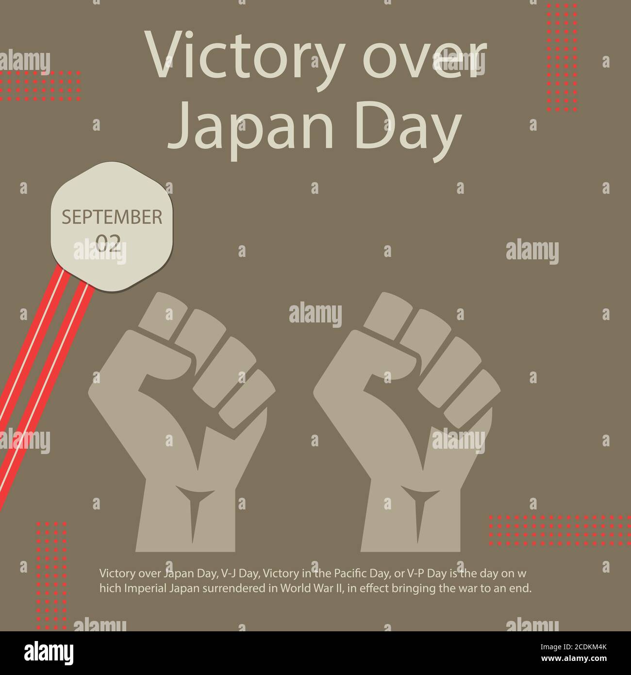 El día de la Victoria sobre el Japón, el día V-J, el día de la Victoria en el Pacífico, o el día V-P es el día en que el Japón imperial se rindió en la Segunda Guerra Mundial, en efecto brin Ilustración del Vector