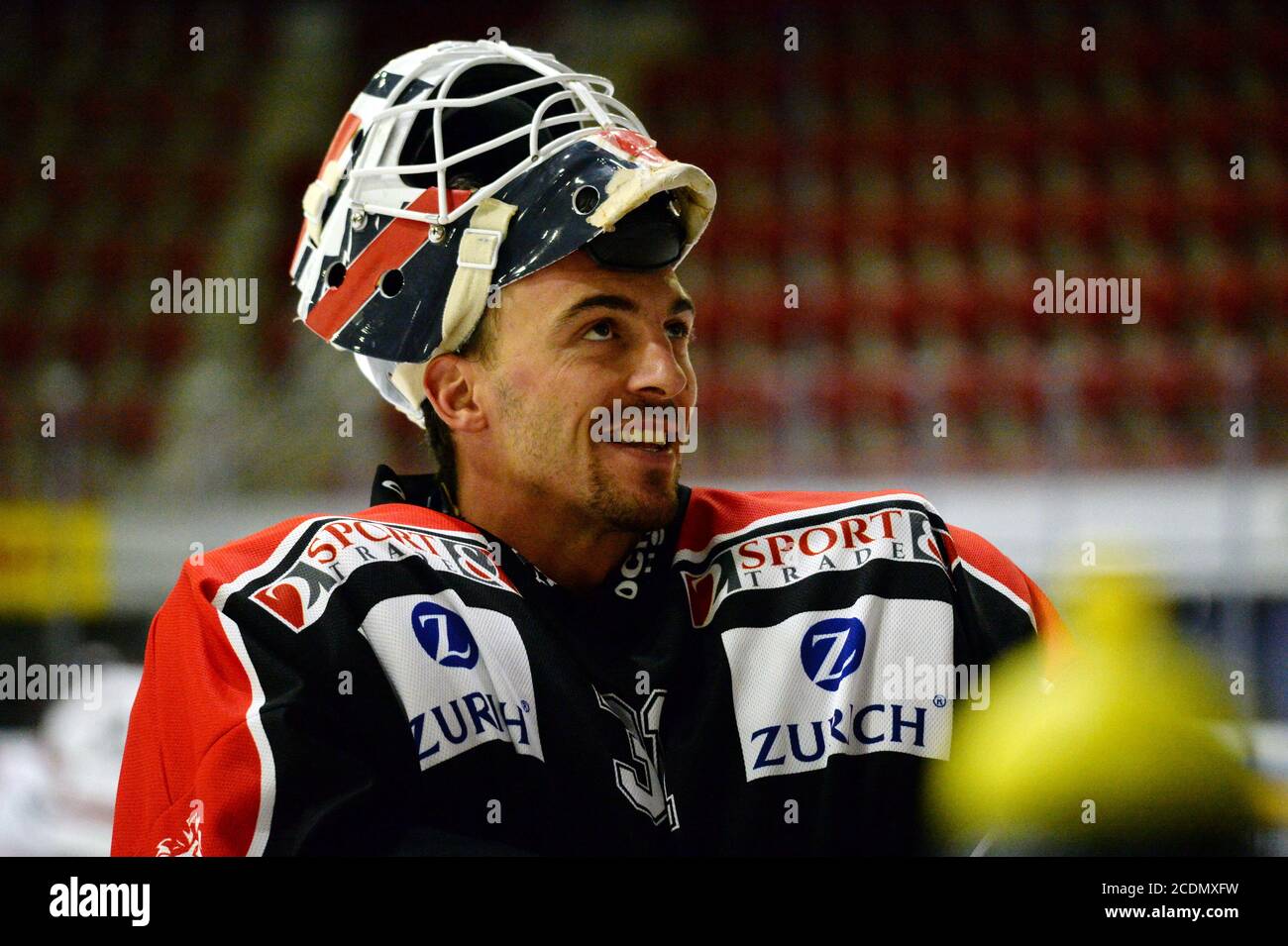 Winterthur, Suiza. 28 de agosto de 2020. COPA: EHC Winterthur - EHC Basel -  Marco Mathis Goalie, EHC Winterthur.Victoria para EHC Winterthur (segunda  división, liga suiza) contra EHC Basel (tercera división, liga