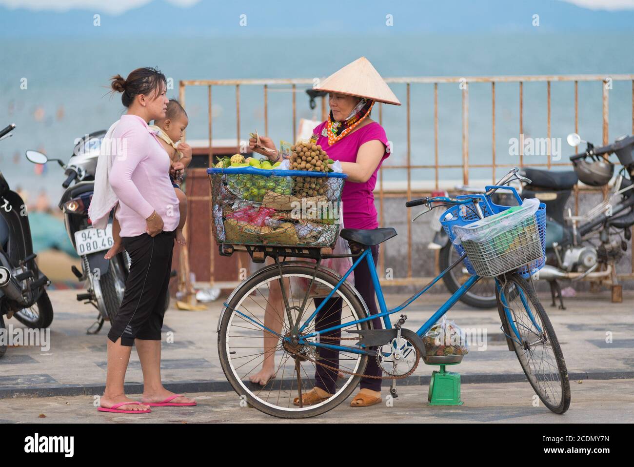 Vendedor vietnamita de fruta vendedor de ambulante Foto de stock