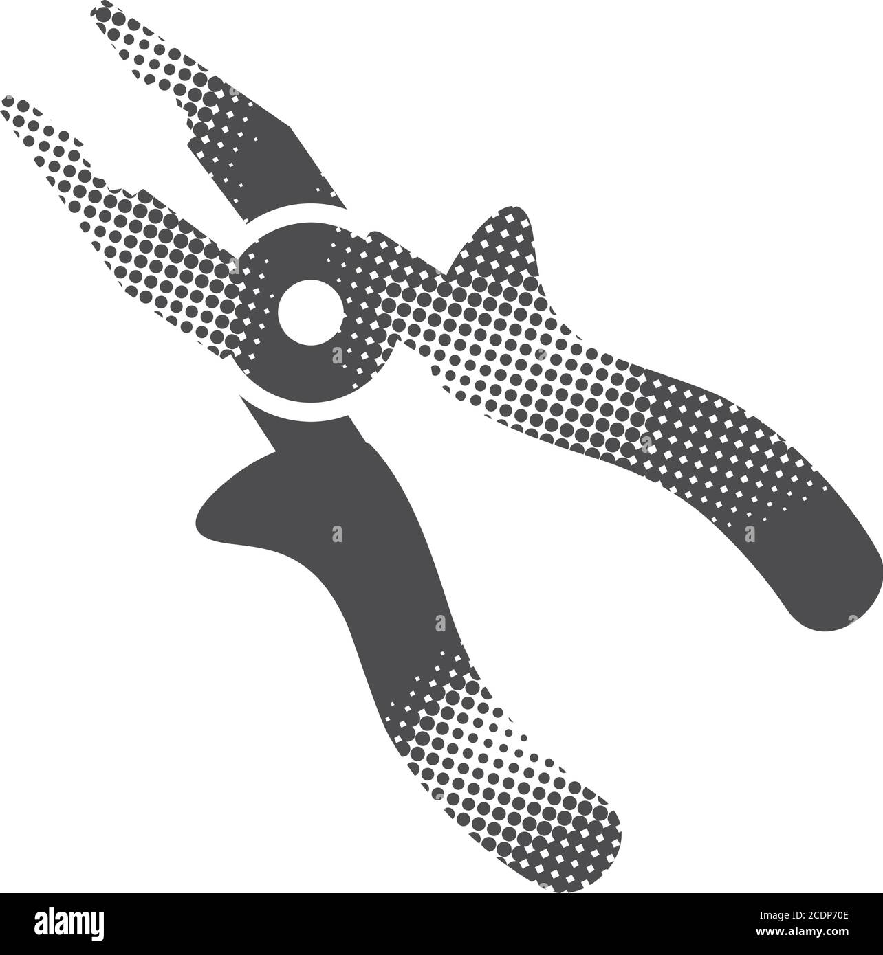 Icono de alicates en estilo de media tinta. Ilustración vectorial monocromo en blanco y negro. Ilustración del Vector
