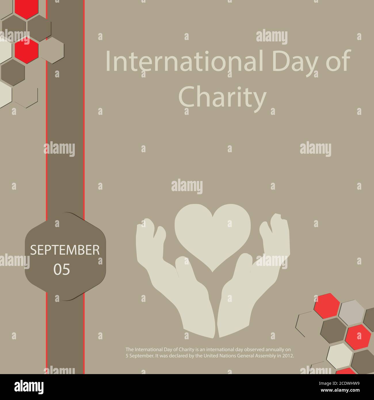 El día Internacional de la Caridad es un día internacional que se celebra anualmente el 5 de septiembre. Fue declarado por la Asamblea General de las Naciones Unidas en 2 Ilustración del Vector