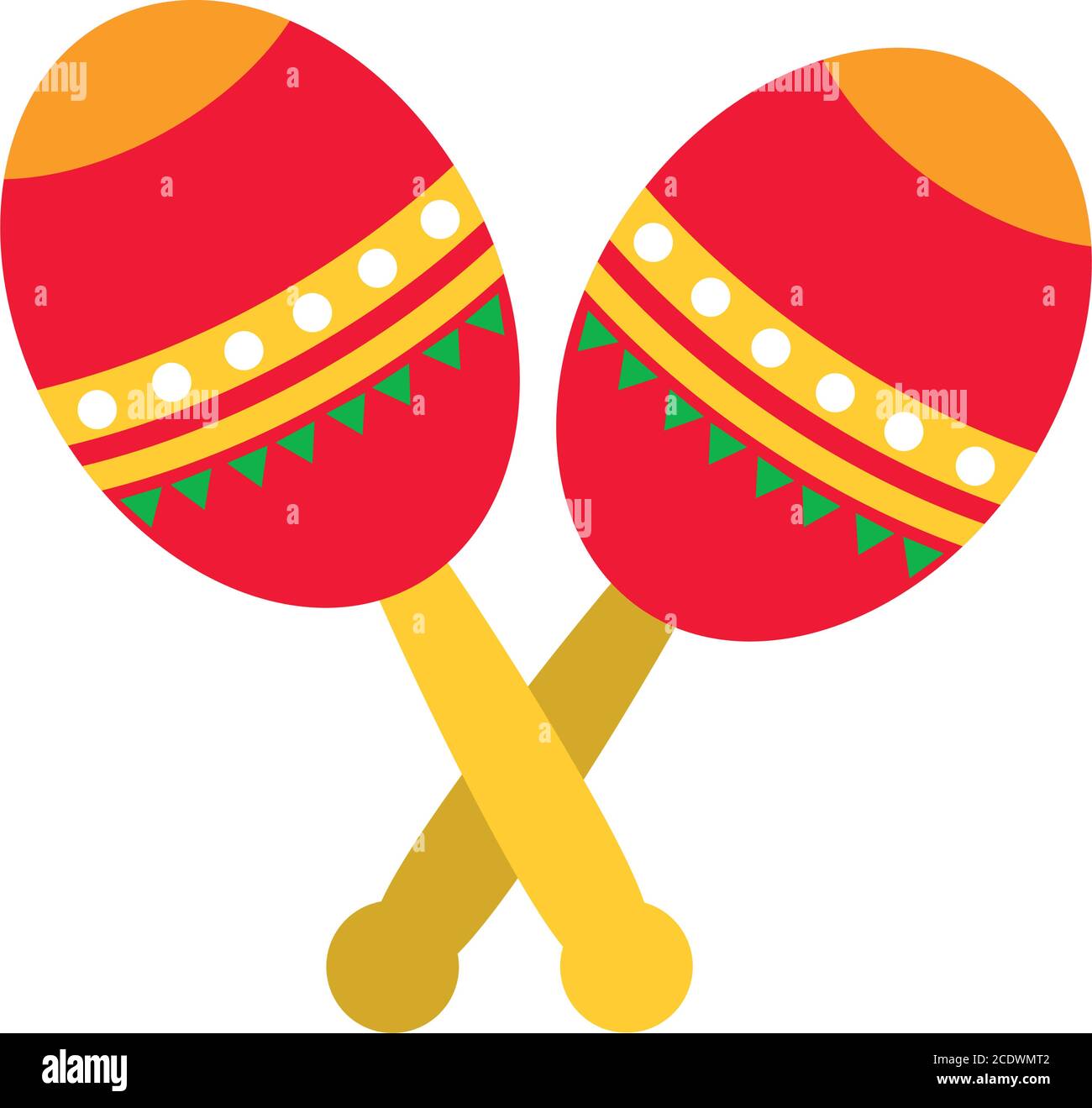 icono de maracas mexicanas sobre fondo blanco, estilo plano