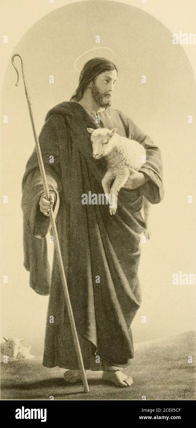 . La luz del mundo, siendo la segunda parte de la vida y enseñanzas de nuestro Señor, en verso . muchos un signo ?? Conozco a Mis ovejas, y yo soy conocido de las mías; EVN como el Padre me conoce, y yo 5 el Padre lo sé, y por Mis ovejas muero. Y otras ovejas que no tengo de este redil; estas debo traer y a Mi semejanza moldear, para que un rebaño y un pastor allí puedan ser. Por lo tanto, es Mi Padre me ama, 7 por Mi libre voluntad Mi vida doy, para ser Iesumed, para que vivan conmigo. ?aunque la antigua lectura se conserva en la versión revisada, no hay duda de que esto es el verdadero rende Foto de stock