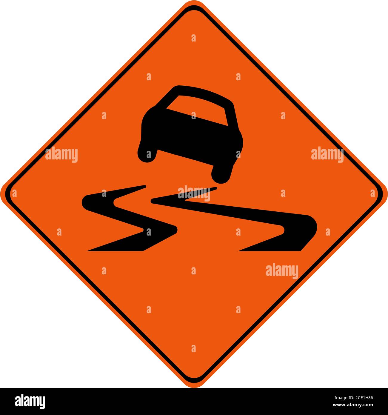 Señal de advertencia con el símbolo de Carretera resbaladiza Fotografía