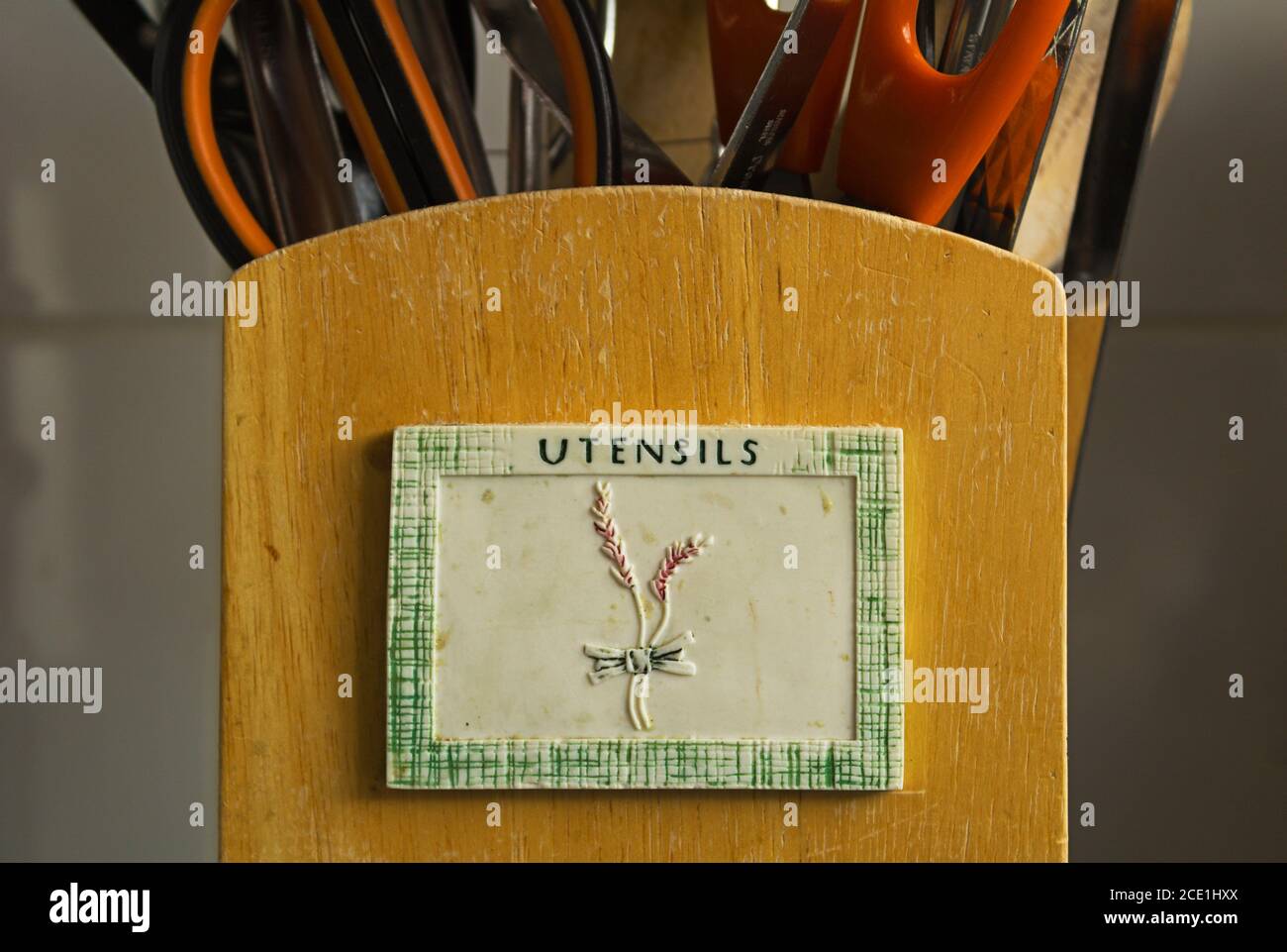 utensilios de cocina vintage recipiente Foto de stock