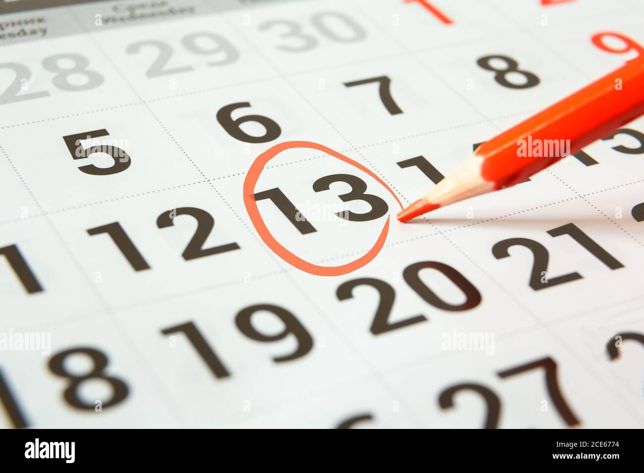 Círculo marcado en el concepto de calendario para un día importante o recordatorio. Foto de stock