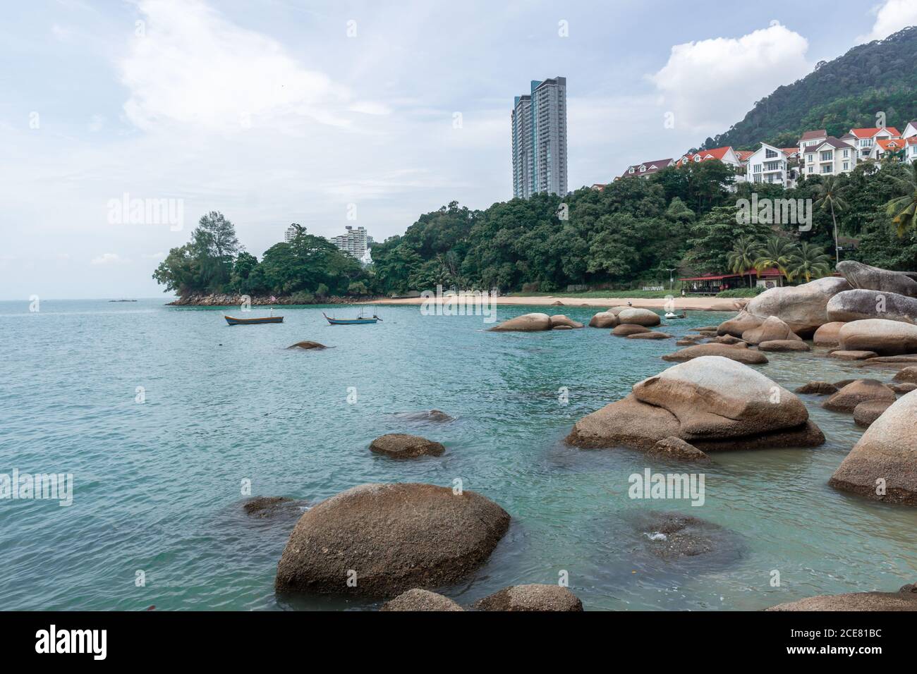 Playa de Moonlight Bay en la Isla Penang, Malasia Foto de stock