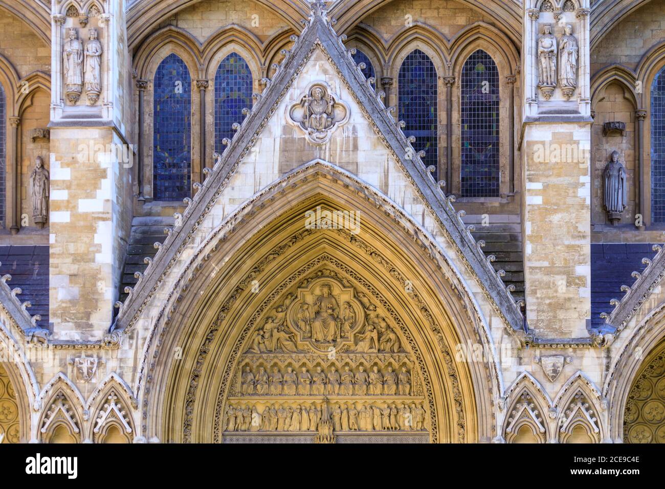 Detalle exterior ornamental, Abadía de Westminster, Londres Inglaterra Reino Unido Foto de stock