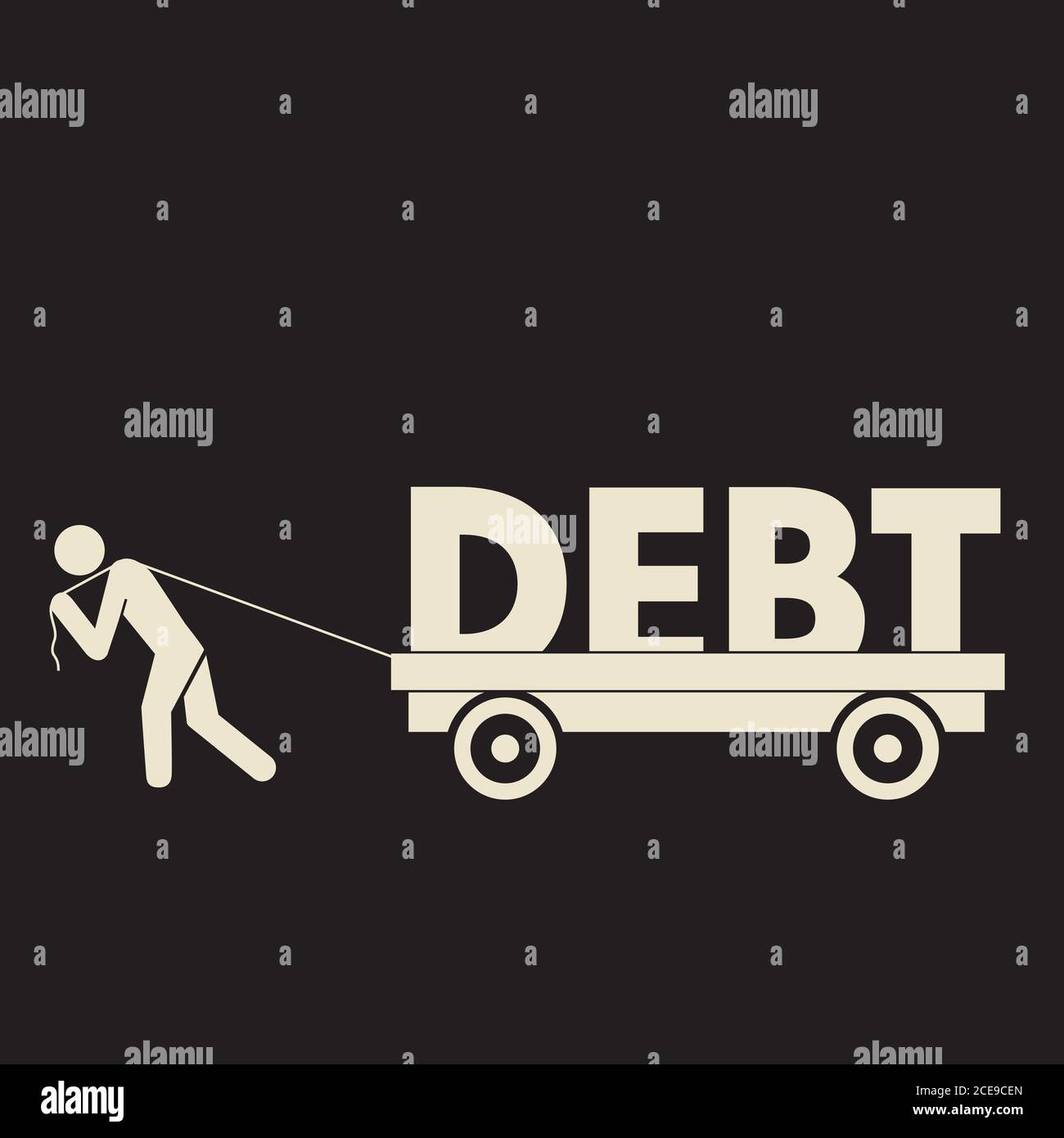 hombre llevando una deuda pesada - ilustración de la lucha financiera Ilustración del Vector