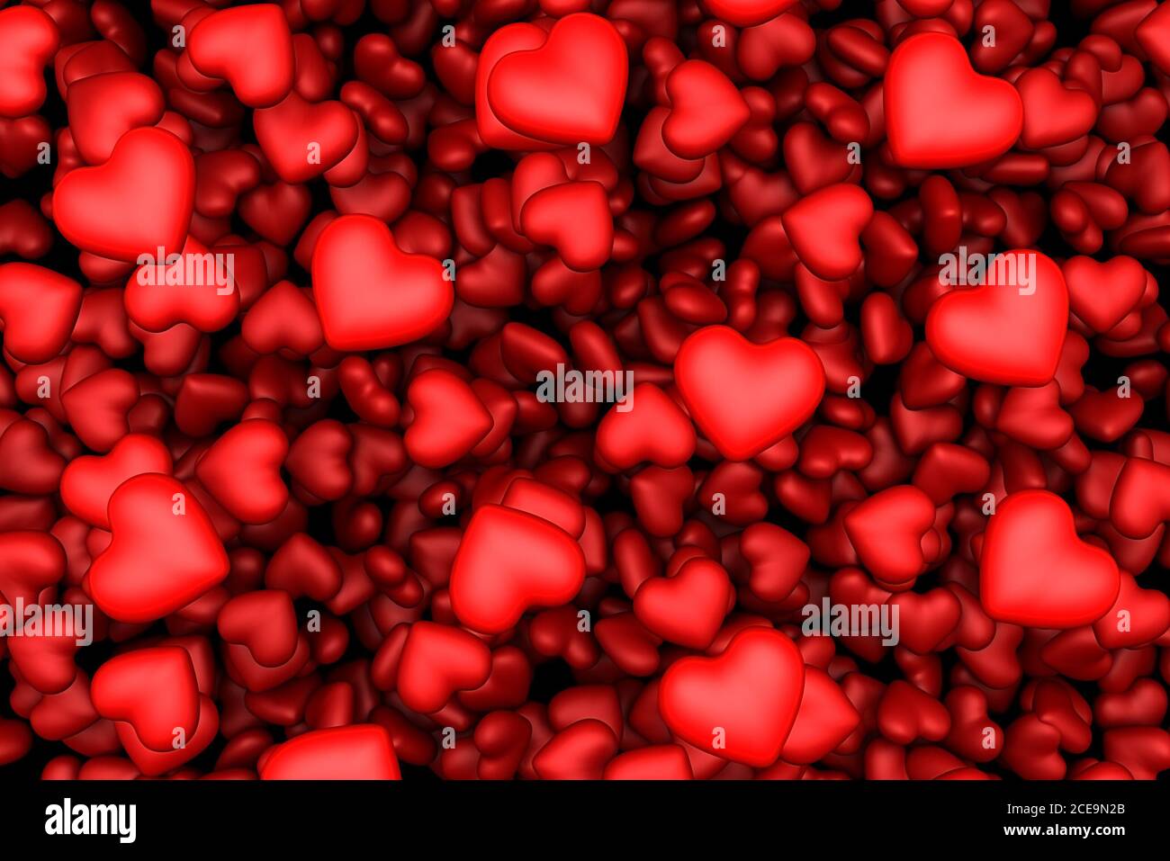 Muchos corazones rojos fondo Foto de stock