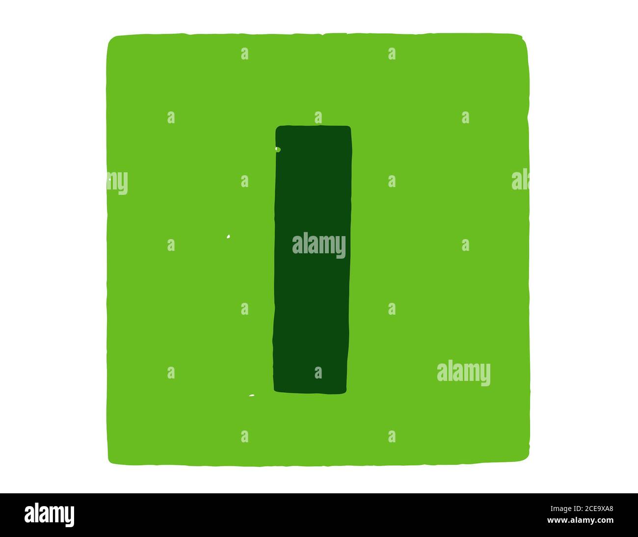 Letra cúbica con letra mayúscula I en verde antecedentes Foto de stock