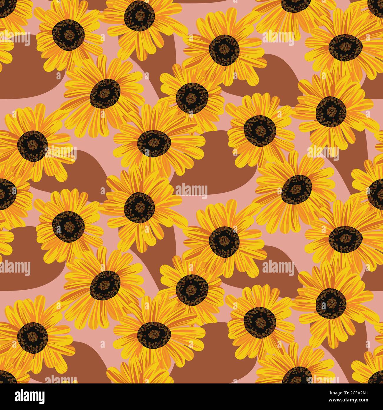 flores de sol en flor sin costuras patrón vectorial Imagen Vector de stock  - Alamy