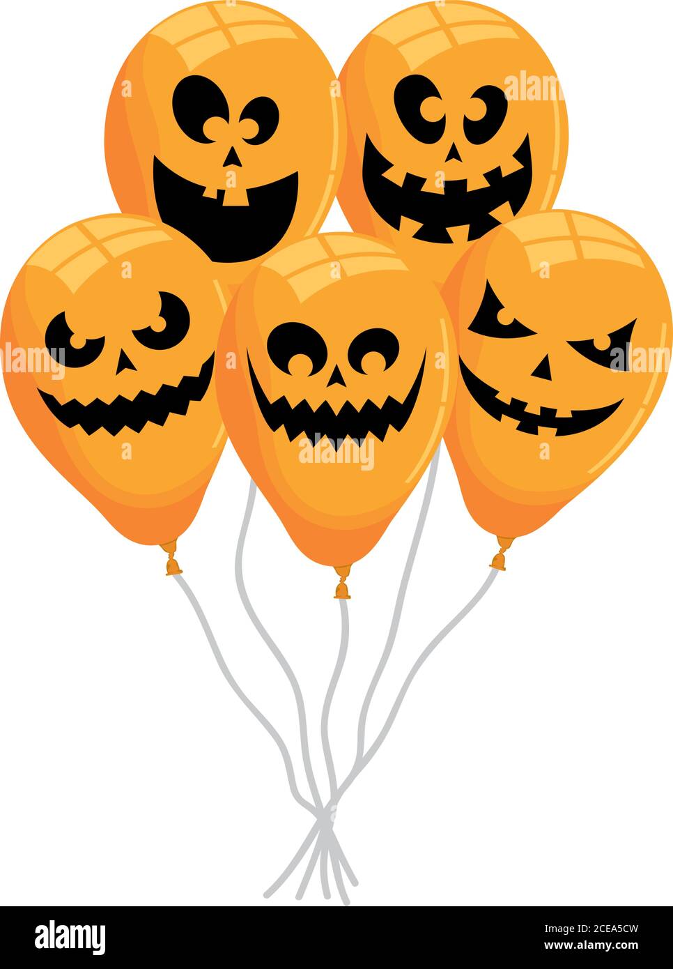 halloween globos helio flotando con caras vector ilustración diseño Imagen  Vector de stock - Alamy