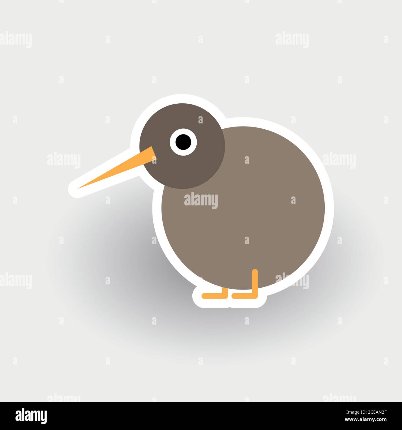 Kiwi Bird - divertido animal de dibujos animados. Carácter de los niños.  Ilustración vectorial simple con sombra caída Imagen Vector de stock - Alamy