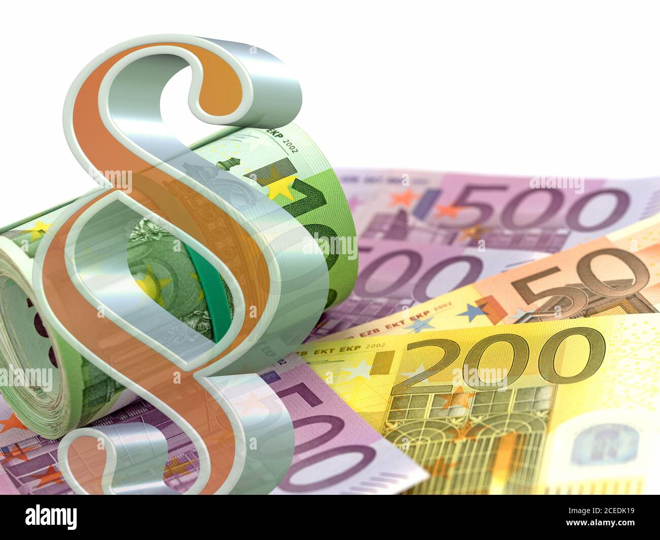 Apartado delante de muchos billetes en euros Foto de stock